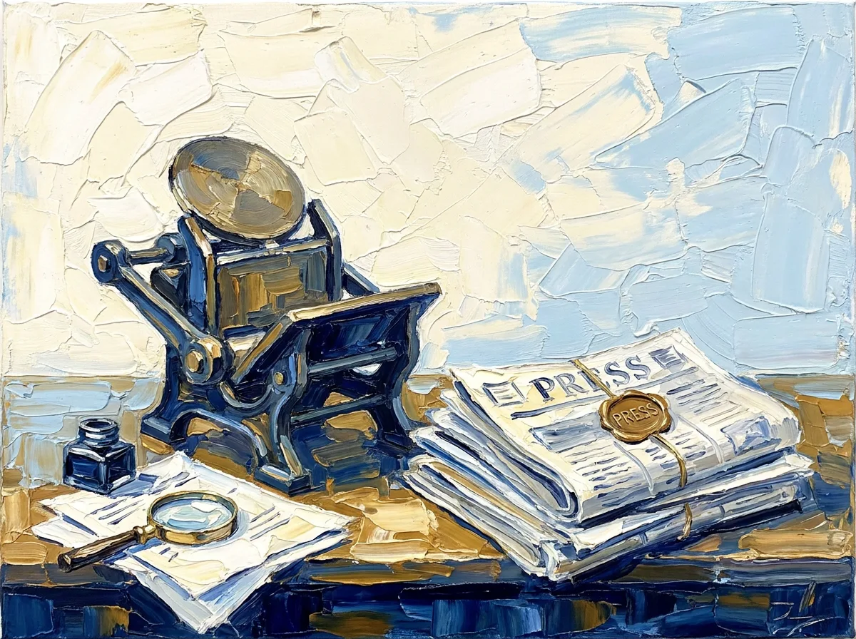 Impasto oil painting representing Newsrooms & media